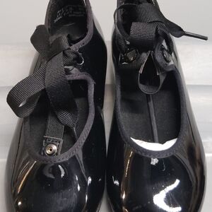 Capezio Tap Shoes Black Patent Tele Tone Tap Size 9.5W